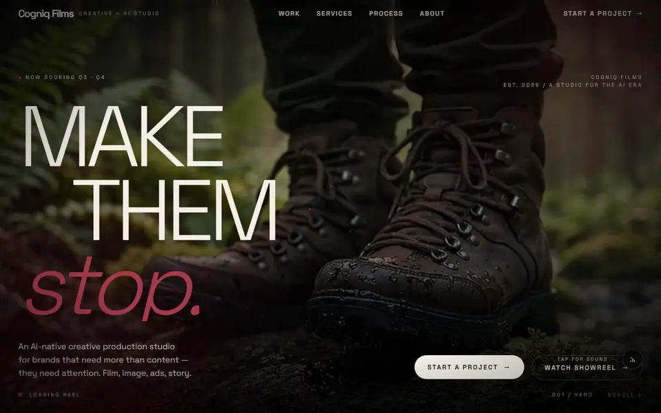 Cogniq Films website homepage